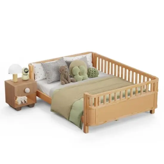 GDFStudio Betsy Modern Pine Wood Kids Platform Bed with Detachable Handrail image {4}