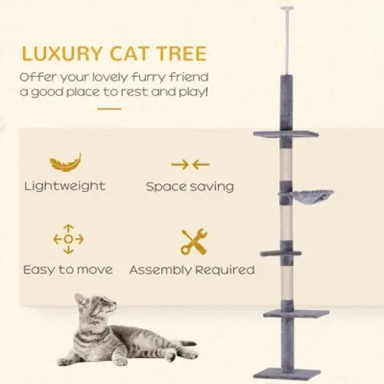 Multipet Adjustable Height Floor-To-Ceiling Vertical Cat Tree image {2}
