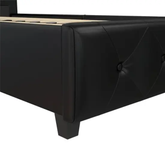 Dalia Tufted Faux Leather Bed - Room & Joy image {8}