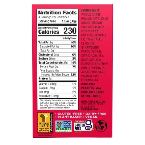 Bobo's PB&Js Strawberry Oat Bars - 8.4oz/4ct image {4}