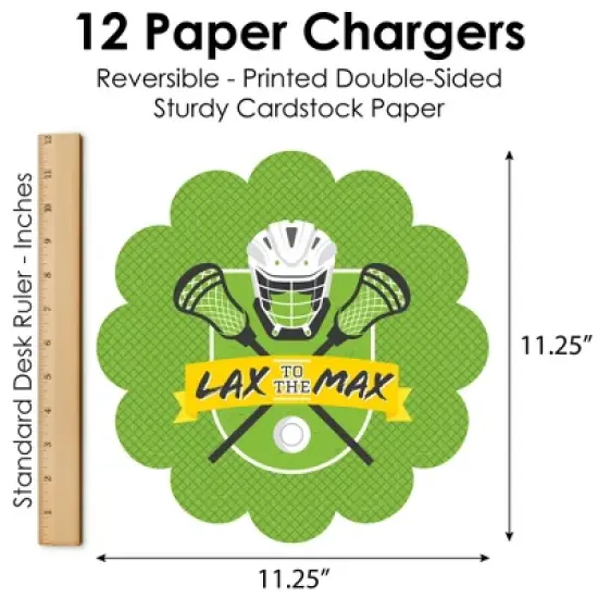 Big Dot of Happiness Lax to the Max Lacrosse Party Round Table Decorations Paper Chargers Place Setting For 12 image {6}