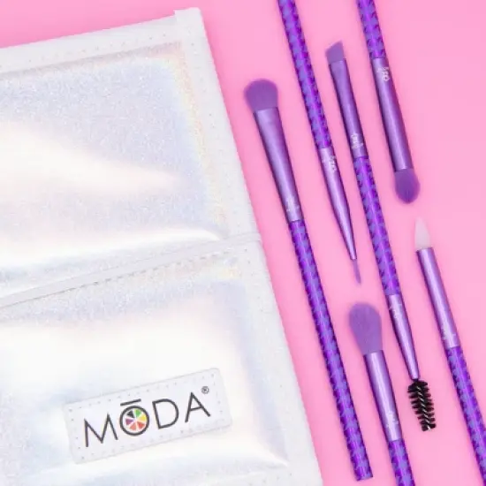 MODA Brush Keep It Classy Metallic Purple Eye Flip Makeup Brush Set- 7pc image {7}