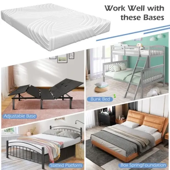 Costway 8''  Gel Infused Memory Foam Mattress Jacquard Firm Hybrid Pressure Relief Queen\Full image {9}