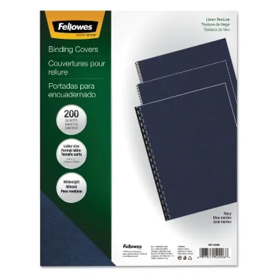 Fellowes Linen Texture Binding System Covers 11 x 8-1/2 Navy 200/Pack 52098 image {2}
