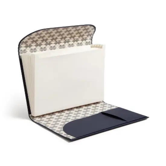 U Brands 7 Pockets Book Cloth Document Holder Mid Century Geo: Dark Blue File Organizer, Office Supplies, Letter Size image {8}