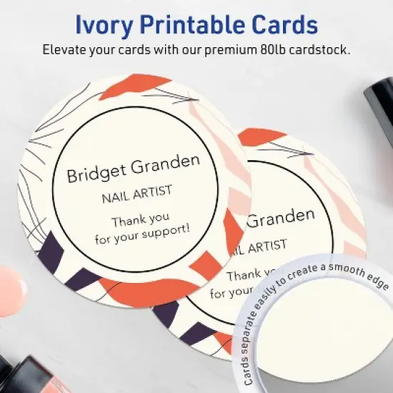 Avery Printable Round Cards, 4" Diameter, Matte Ivory, 30ct image {1}