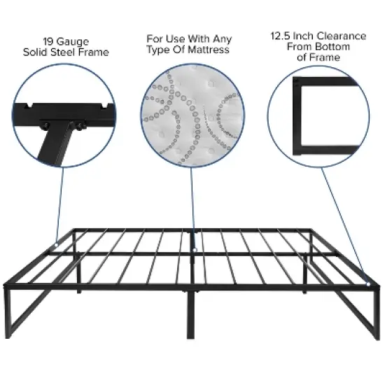 Emma and Oliver 14" Platform Bed Frame & 12" Mattress in a Box - No Box Spring Required image {5}