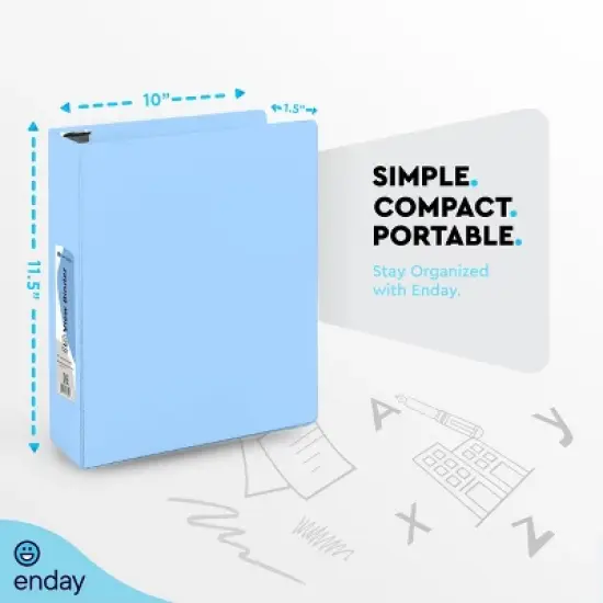 Enday 3 Ring Binder, Round Ring Pastel With Clear View Cover for Letter Size 8.5 x 11'' Paper & 2 Inside Pockets image {4}