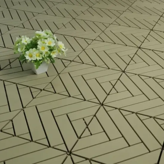 Courtyard Casual Plastic Deck Tiles - Herringbone Pattern Charcoal Gray Color Pack of 9 image {1}