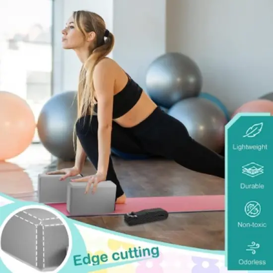 Toyzone World Gray Yoga Blocks With Ring Strap image {1}