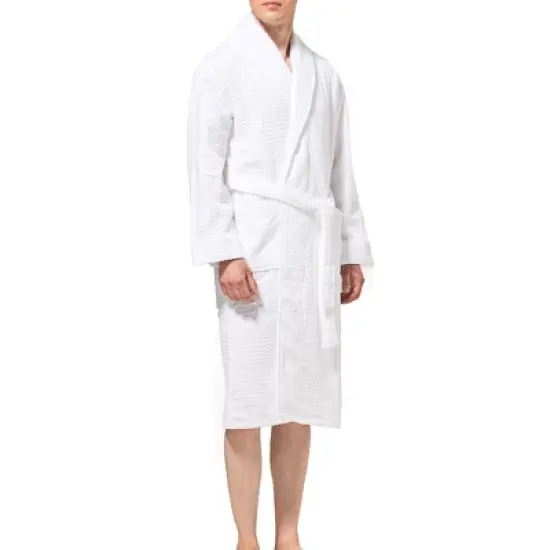 Alpine Swiss Dario Mens Luxury Waffle Knit Cotton Bathrobe Shawl Collar Hotel Spa Robe image {2}