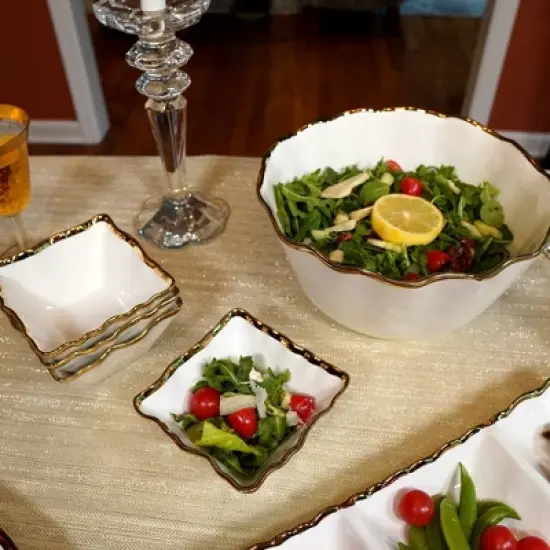 Certified International Set of 4 14oz Regency Square Snack Bowls Gold image {4}