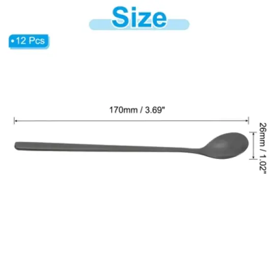 Unique BargainsStainless Steel Long Handle Bar Long Coffee Spoons 12 Pcs image {1}