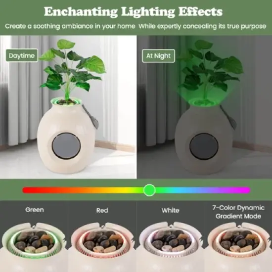 Costway Plant Cat Litter Box w/ Smart Odor Removal Hidden Cat Litter Box Furniture image {5}