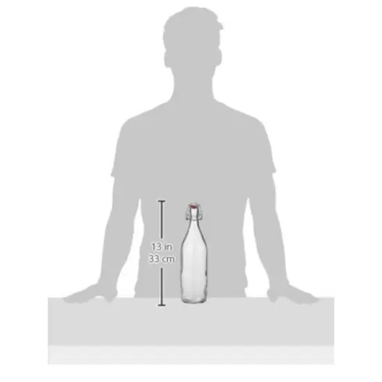Bormioli Rocco Giara Glass Bottle with Airtight Clamp Lid, 33.75 oz - BPA-Free Bottle, Leakproof Glassware - Made in Italy (Clear) image {1}