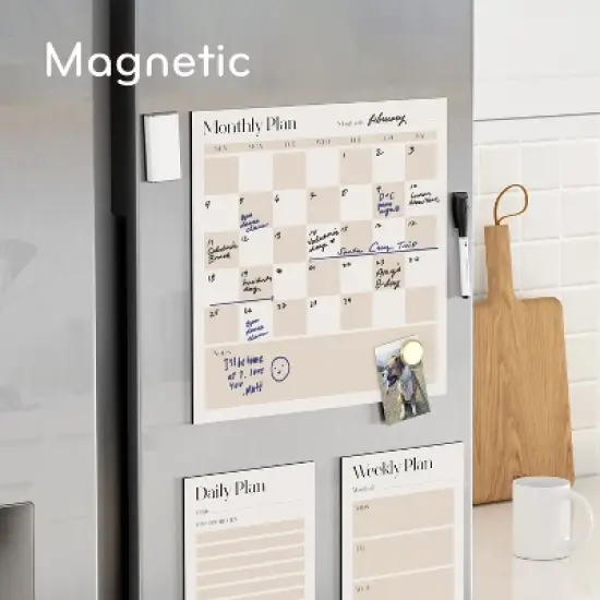 U Brands Vinyl Magnetic Calendar Planner Value Pack for Fridge Checkerboard: Wall Calendar & Office Presentation Board image {4}