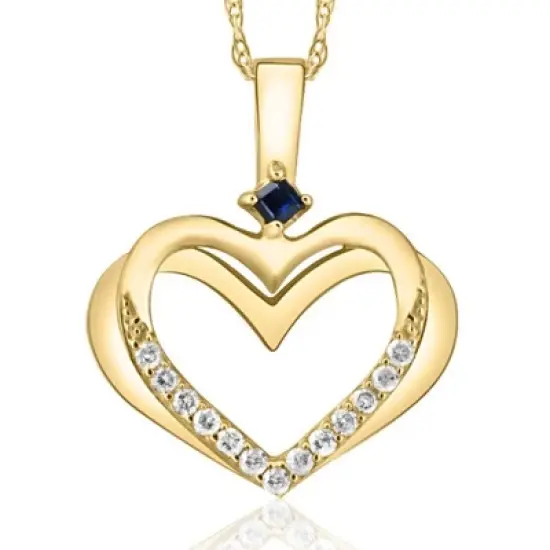 Pompeii3 Diamond Sapphire Heart Pendant Yellow White or Rose Gold Designer Veronica Wu image {6}