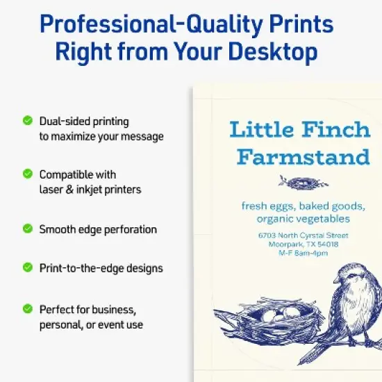 Avery Leaf Flat Cards, 3-1/2" x 5", Matte Ivory, 40 Total image {1}