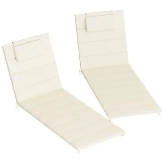 Outsunny Foldable Lounge Chair Cushion Set of 2, UPF50+ 230gsm Olefin and 25D High-Density Foam, Chaise Lounge Cushion Set, 80" x 26" image {8}