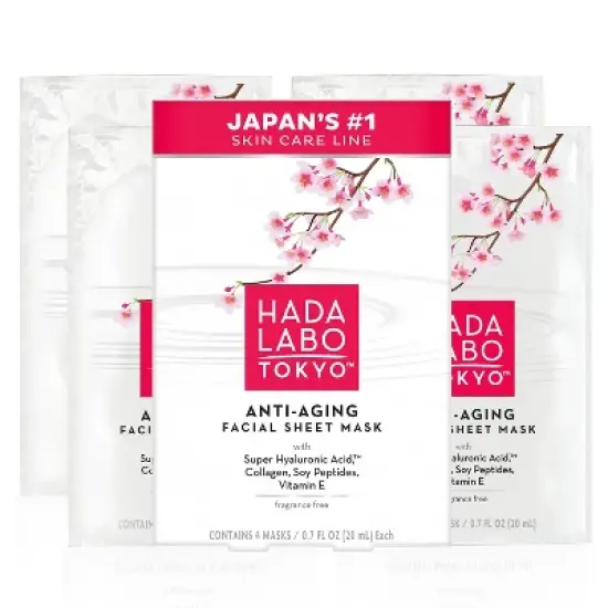 Hada Labo Tokyo Anti-Aging Facial Sheet Mask, Spa Face Mask Firms & Hydrates - 4 ct image {10}