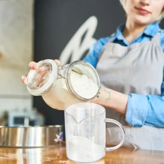 Unique Bargains 3.3 Borosilicate Glass V-Shaped Pour Spout Printed Scale Measuring Cup image {3}