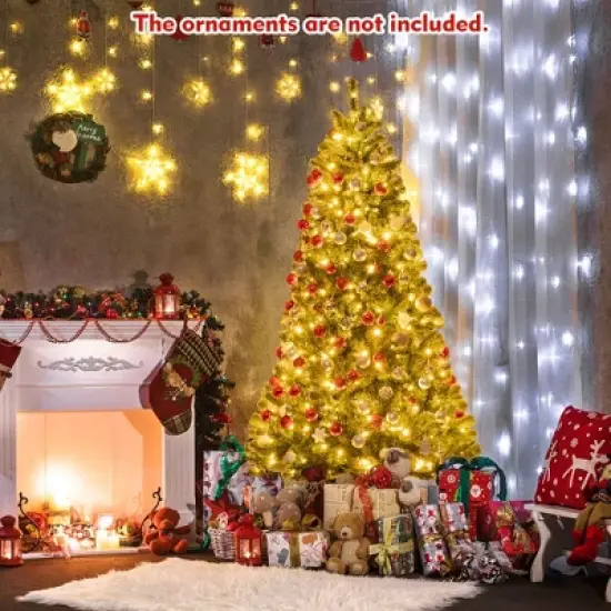 Costway 7ft Pre-lit Hinged Christmas Tree w/ Remote Control & 9 Lighting Modes image {1}