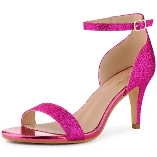 Perphy Women's Glitter Ankle Strap Stiletto Heels image {9}