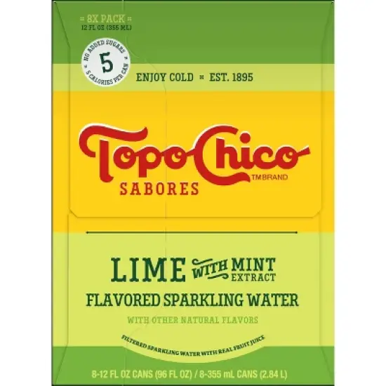 Topo Chico Sabores Lime Mint Sparkling Water - 8pk/12 fl oz Cans image {2}