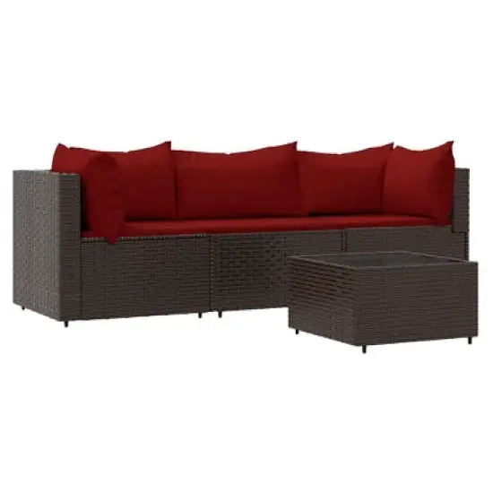 vidaXL Patio Lounge Set Brown and Cinnamon Red image {12}