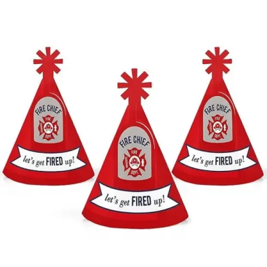 Big Dot of Happiness Fired Up Fire Truck - Mini Cone Firefighter Firetruck Baby Shower or Birthday Party Hats - Small Little Party Hats - Set of 8 image {6}