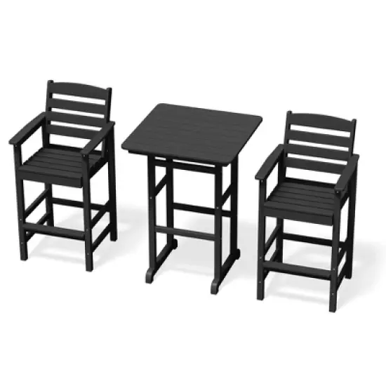 Hyleory 3-Piece HDPE Outdoor Patio Bar Set with Bar Stools image {2}