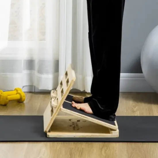 Soozier Calf Stretcher, Wooden Slant Board, Adjustable Incline Board for Calf Stretching Non-Slip and Foldable for Portability, Natural image {2}