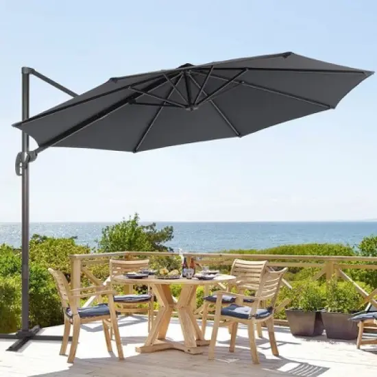 Sonkuki Outdoor 11FT Round Offset Patio Cantilever Aluminum Umbrella image {8}