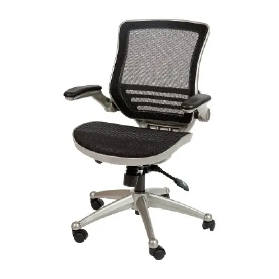 Emma and Oliver Mid-Back Transparent Mesh Executive Swivel Office Chair with Flip-Up Arms image {3}