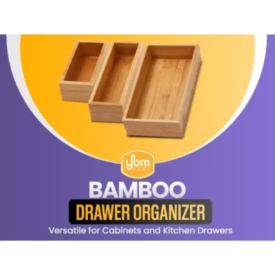 YBM HOME Bamboo Drawer Organizer Storage Box for Kitchen Drawer, Junk Drawer, Office, Bedroom, Children Room, Craft, Sewing, and Bathroom, Pack of 6 image {1}
