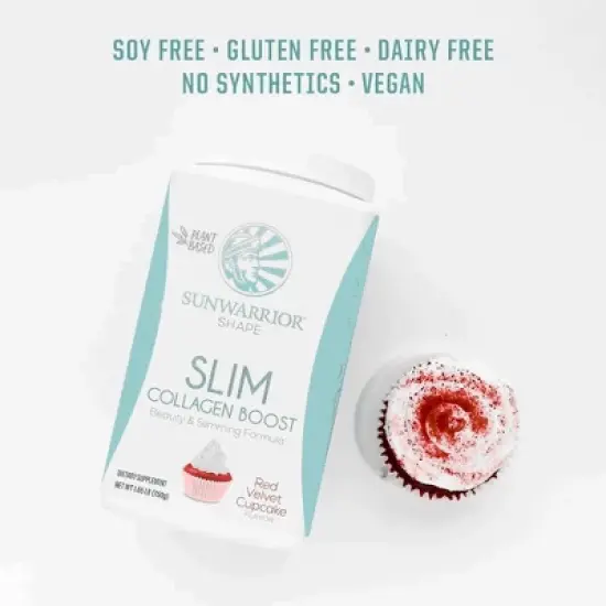 SLIM Collagen Boost Protein Powder, Beauty & Slimming Formula, Plant-Based Protein, Chocolate, Vanilla or Red Velvet Flavors, Sunwarrior, 750gm image {5}