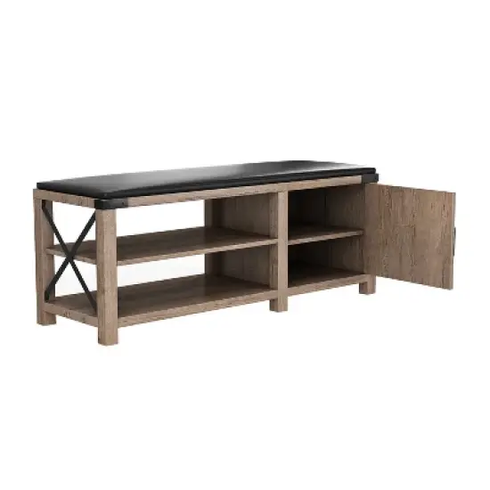 Modern Farmhouse Shoe Bench, Light Brown - ModernLuxe image {4}