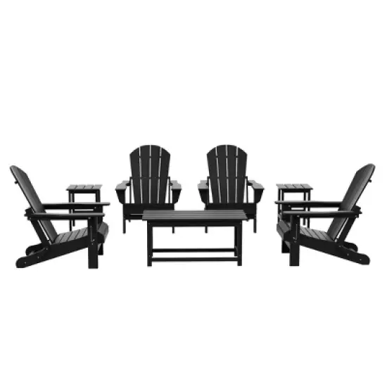 WestinTrends 7 Piece Set Outdoor Folding Adirondack Chairs with Coffee Table Side Table image {11}