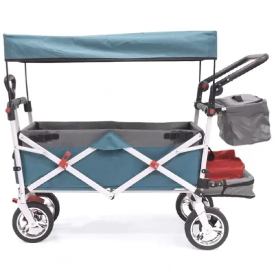 HOMLUX Push or Pull Folding Stroller Wagon with Canopy, Adjustable Handle, Removable Cooler image {11}