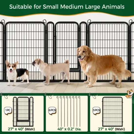 Yaheetech 6 Panels Dog Playpen Panels Metal Dog Cat Exercise Barrier, Black image {4}