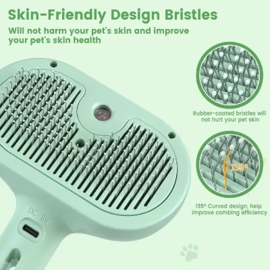 BABYYER 3 in 1 Cat Steam Brush, Pet Spray Hair Removal Comb for Shedding & Grooming, Water Brush for Cats Dogs Small Animals Long Short Haired image {3}