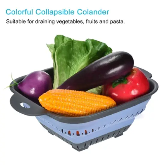 Unique Bargains Silicone Foldable Ergonomic Handles Dishwasher Safe Colander 2 Pcs image {3}