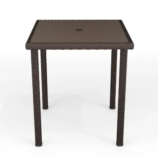 Martha Stewart Bedford Indoor-Outdoor Patio Bar Height Table with Engineered Wood Top in Rattan Wicker image {8}