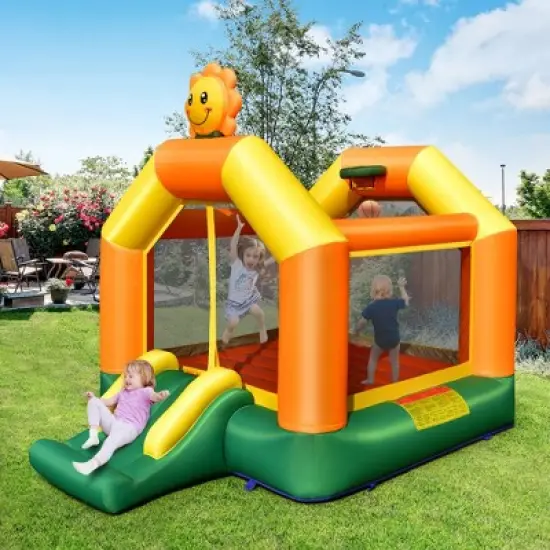 Costway Inflatable Bounce Castle Jumping House Kids Playhouse w/ Slide & 735W Blower image {2}