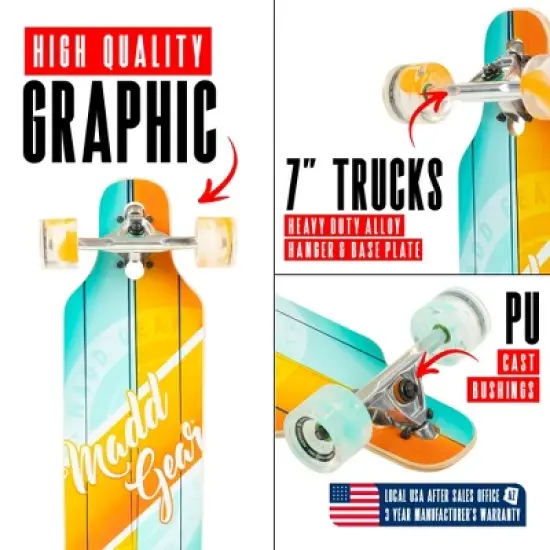 Madd Gear 31" Drop Through Longboard Skateboard 70mm Wheels ABEC-7 Bearings Maple Deck image {3}