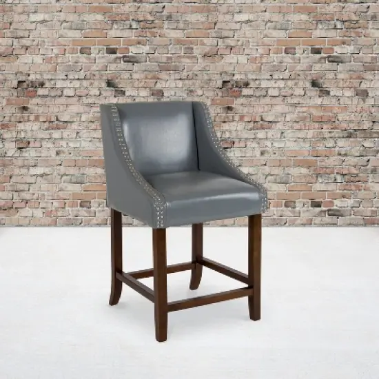 Flash Furniture Carmel Series 24" High Transitional Wood Counter Height Stool with Accent Nail Trim image {1}