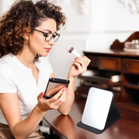 Unique Bargains Women Makeup Mirror for Travel Pink 1 Pc image {2}