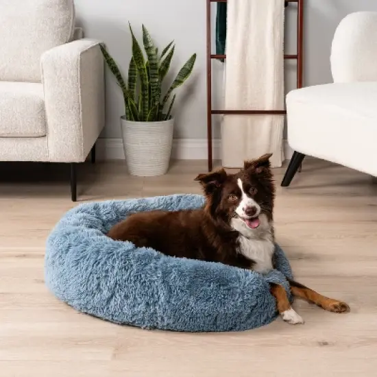 PetAmi Calming Dog Bed for Puppy Cat Kitten, Round Washable Pet Bed, Anti Anxiety Cuddler, Fluffy Plush Circular Donut Bed image {4}
