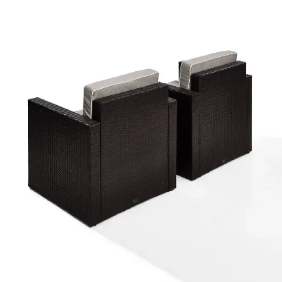 Palm Harbor 3pc All-Weather Wicker Patio Conversation Set Gray - Crosley image {3}