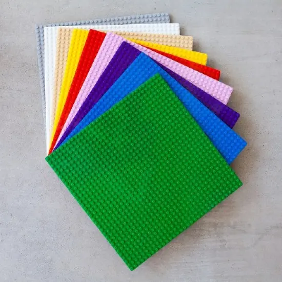 Creative QT MakerBase, 4 Pack, 10x10 Peel-and-Stick Toy Building Blocks Stackable Baseplates, Bases for Play Tables, Walls, and More, Compatible with All Major Brick Brands image {3}